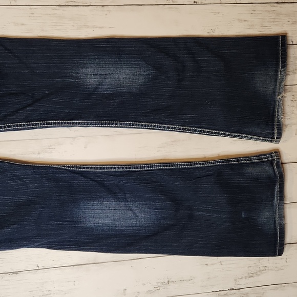 BKE Distressed Sabrina Flare Jeans - Dark Blue 29R - Picture 9 of 10